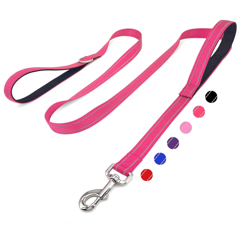 6 FT Dog Leash with 2 Padded Handle Nylon Reflective Dogs Leashes for Small Medium Large Dogs Hot Pink Large : 1" x 6 FT - PawsPlanet Australia