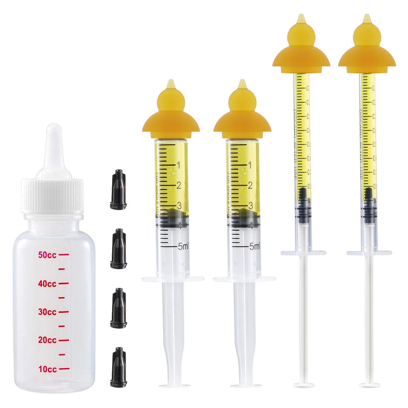 Pet Nursing Bottle, Pet Feeding Nipple, Nursing Bottle Kits for Feed Puppy & Kitten Milk, with 1 * Pet Feeding Bottle, 4 * Pet Feeding Nipple, Fit for Kittens, Puppies, Rabbits, Squirrels - PawsPlanet Australia
