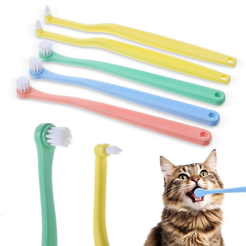 5 PCS Small Dog Toothbrush, Pet Toothbrush Cat Tooth Brush Micro Head Puppy Tooth Brushing Cat Dental Care Oral Hygiene Deep Teeth Cleaning Brushes 360 Degree Soft Bristles Round&Pointed Toothbrushs - PawsPlanet Australia