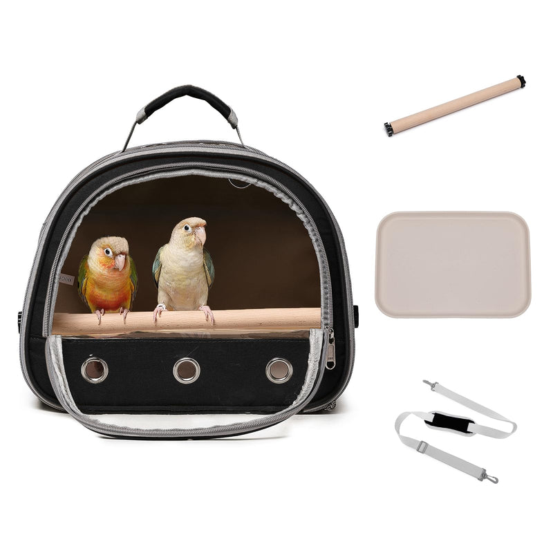 Bird Carrier,Bird Cage Parakeet Parrot Budgie Carrier Backpack for Small Birds, Travel Bird Cages with Perch, Transparent Ventilation Cockatiels, Lightweight Pet Carrier for Outdoor Use(Black) Black - PawsPlanet Australia