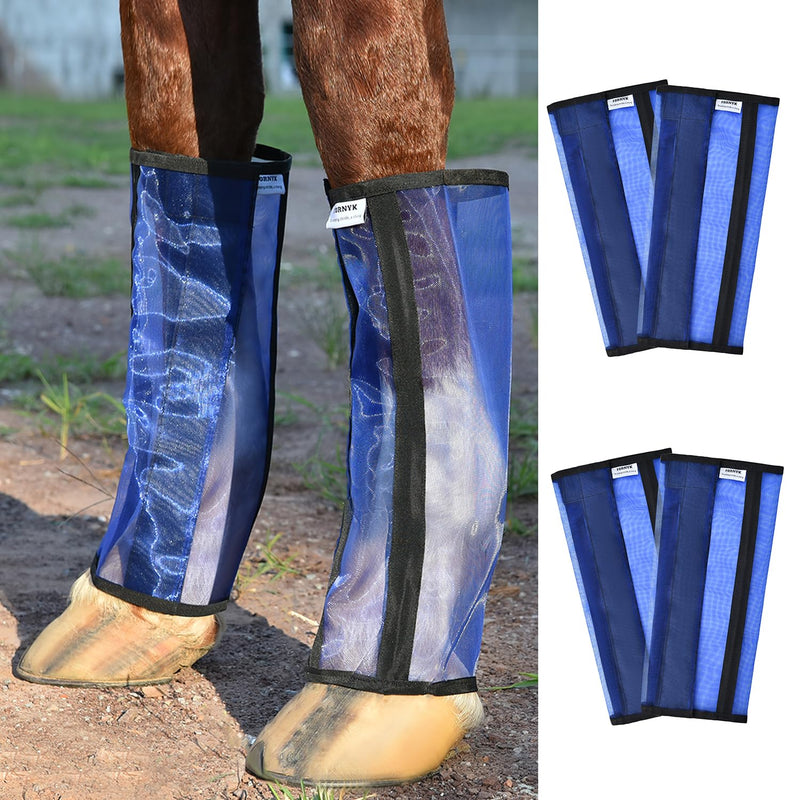 Mesh Horse Fly Boots Set of 4, Non-Slip Horse Leggings, Loose Fitting Fly Boots for Horses, Breathable Adjustable Leg Wraps, Reduce Stomping & Stay Up, Not Sag, No Rub Medium for 14-16 hand horse Blue - PawsPlanet Australia