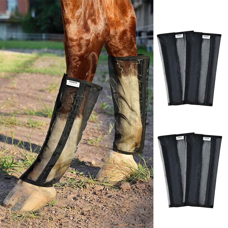 Mesh Horse Fly Boots Set of 4, Non-Slip Horse Leggings, Loose Fitting Fly Boots for Horses, Breathable Adjustable Leg Wraps, Reduce Stomping & Stay Up, Not Sag, No Rub Small for 10-13 hand pony/donkey Black - PawsPlanet Australia
