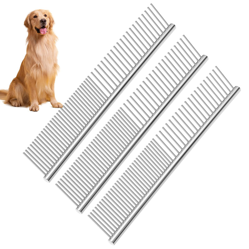 3 PCS Dematting Comb for Dogs Stainless-Steel Dog Comb Lightweight Metal Combs for Dogs Comfortable Dog Grooming Combs Effective Dematting Tool Portable for Cats Pets Knots Loose Hair Removal - PawsPlanet Australia