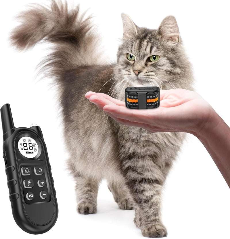Tiniest Cat Shock Collar, Lightest Cat Training Collar with Remote for Small Cats 5-15lbs & Medium Large Cats/Puppies, Waterproof, Rechargeable, 1300ft Range - PawsPlanet Australia