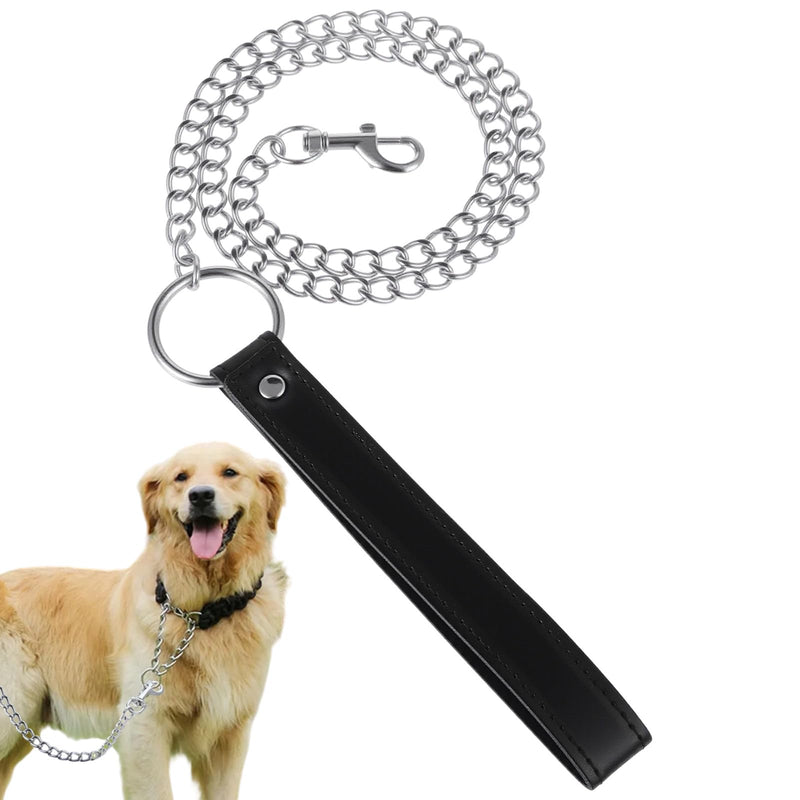 Heavy Duty Metal Dog Leash, Chew Proof Pet Leash with Soft Handle Stainless Steel Cuban Link Chain for Large & Medium Size Pets Walking Training and Traveling (4 FTx3 mm (0-80 lbs)) - PawsPlanet Australia