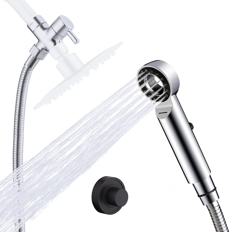 Dog Shower Attachment, 3 Mode Handheld Sprayer with ON/OFF Switch, G1/2" Metal Diverter, 100 Inches Stainless Steel Hose, No Drill Holder, for Pet and Dog Washing in Bathroom Black - PawsPlanet Australia