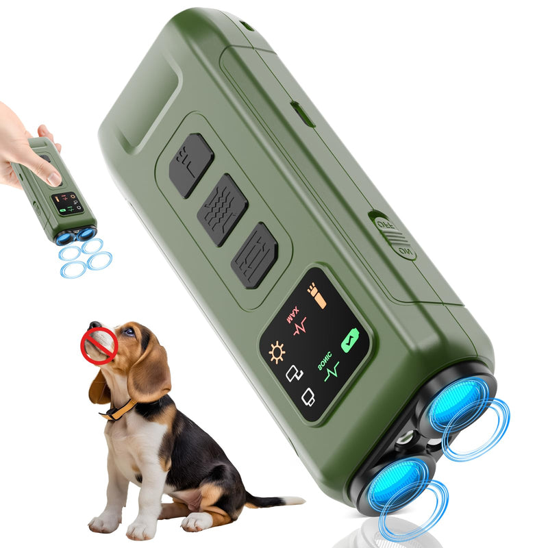 Ultrasonic Dog Bark Deterrent & Anti-Barking Training Device, 3 Modes to Stop Dog Barking, Handheld Tool, Safe, Rechargeable, Compact and Portable, Suitable for Indoor/Outdoor Use(Green) Green