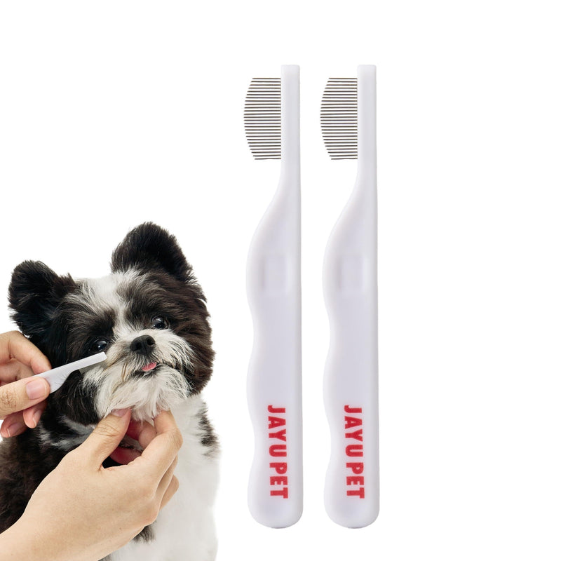 JAYU PET Facial Grooming Comb - Dog Eye Combs, Stress-free Tear Stain Remover for Dogs & Cats, Pet Facial Brush, Cat Grooming Kit, Stainless Steel Deshedding Comb (2ea) 2ea - PawsPlanet Australia