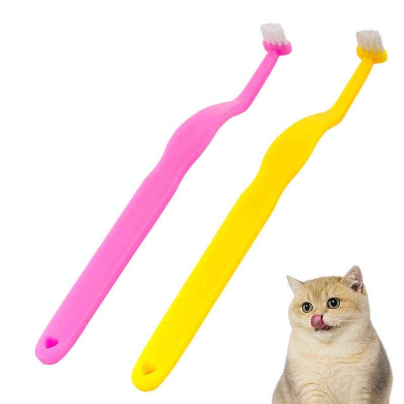 2 Pack Small Dog Toothbrush Mini Head Soft Tooth Brush Kit for Sensitive Gum Puppy Kitten Small Dog Cat (Red and Yellow) - PawsPlanet Australia