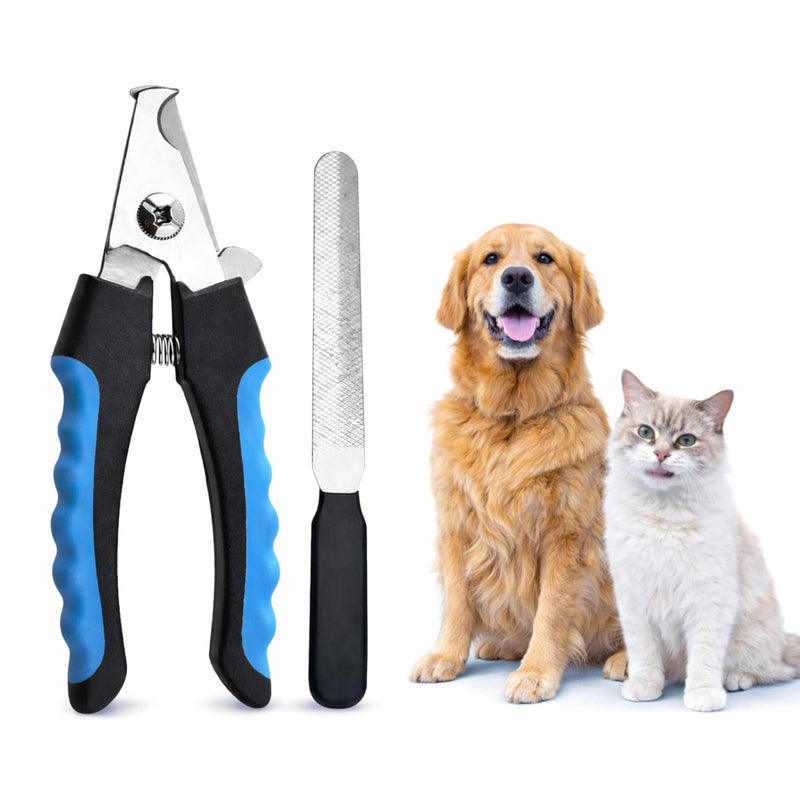 Dog & Cat Nail Clippers & Trimmers - Extra Sharp Dog Clippers with Stainless Steel Blades & Safety Guard to Avoid Overcutting - Ergonomic Cat Nail Clippers with Non-Slip Grip & Lock Feature Blue - PawsPlanet Australia
