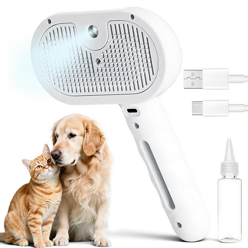 Upgraded rechargeable silicone pet hair removal tool, 3-in-1 automatic cleaning steam brush, suitable for grooming, hair removal, and massage, suitable for cats and dogs. - PawsPlanet Australia