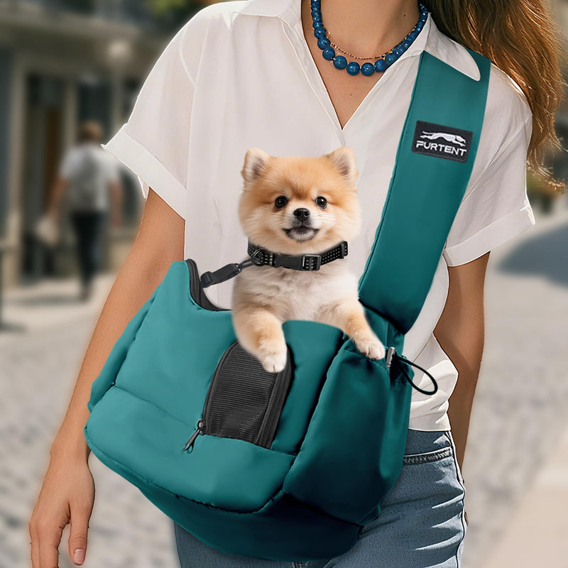 Dog Carrier Sling for Small Dogs & Cats Hand-Free Puppy Sling Purses with Storage Bag and Adjustable Shoulder Strap, Pet Sling Carrier Up to 8.8 Lbs (Blue) Blue Max 8.8lbs - PawsPlanet Australia