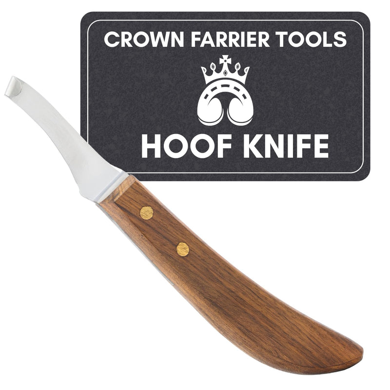 Farrier Hoof Knife with Wooden Handle Single Sided Edge Curved Blade Super Sharp Hoof Tool– Trimming for Horses, Cattle, Goats & Livestock (Brown) Brown - PawsPlanet Australia