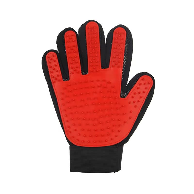 Efficient Pet Grooming Glove - Gentle Shedding Brush for Dogs, Cats, Horses, & more with Long & Short Hair - Right Hand Only (Red) Red - PawsPlanet Australia