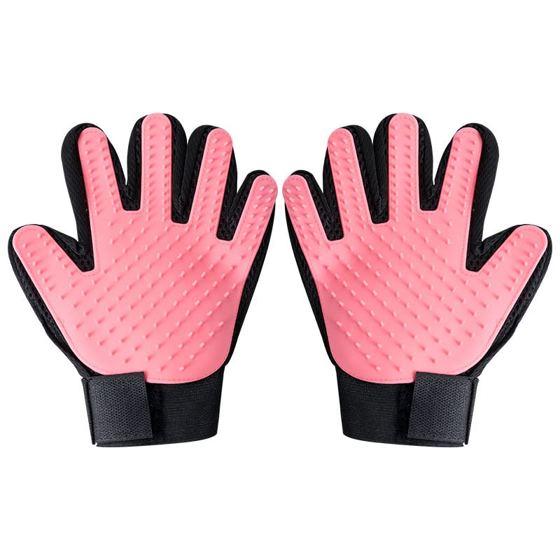 Efficient Pet Grooming Glove - Gentle Shedding Brush for Dogs, Cats, Horses, & more with Long & Short Hair - 1 Pair (Pink) Pink - PawsPlanet Australia