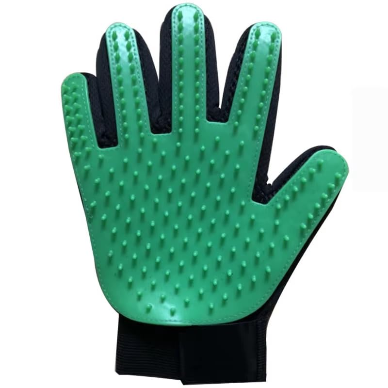 Efficient Pet Grooming Glove - Gentle Shedding Brush for Dogs, Cats, Horses, & more with Long & Short Hair - Right Hand Only (Green) Green - PawsPlanet Australia