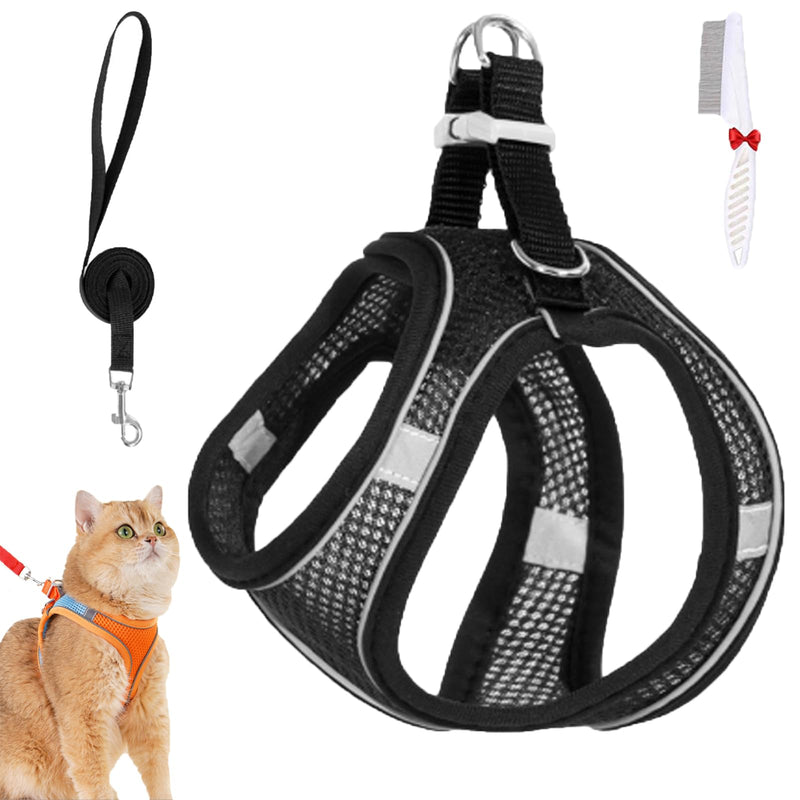 Stimulicat Cat Harness Step In, Stimuli Cat Harness Escape Proof Design for Outdoor, 2025 New Adjustable Soft Mesh Vest with Reflective Safety Strips, Cat Walking Harness and Leash (Black, S(11-15Lb)) Black S(11-15Lb) - PawsPlanet Australia