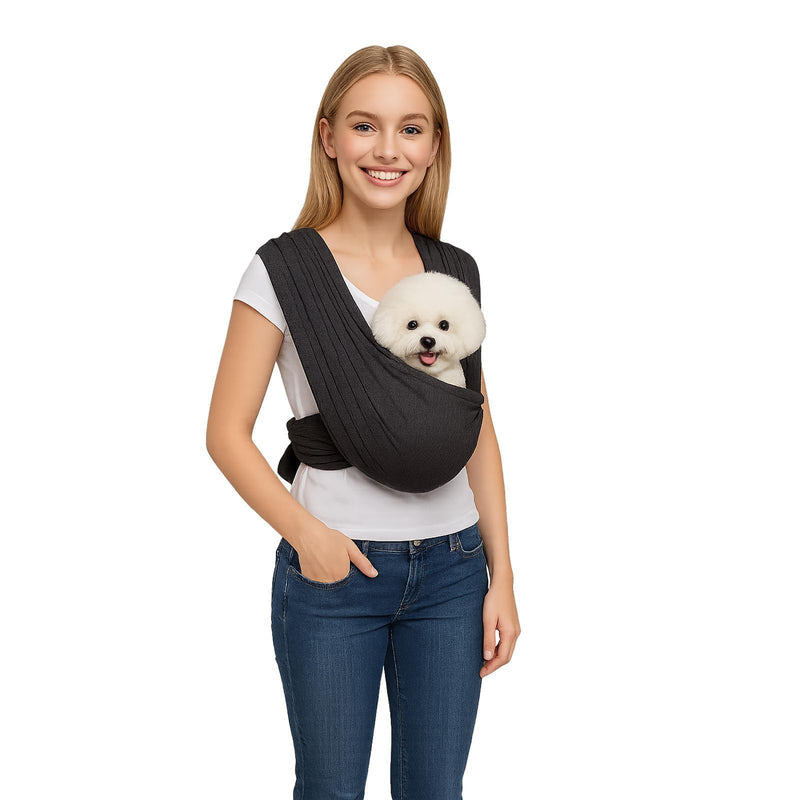 Dog Wrap Carrier Sling, Hands-Free Front Dog Sling & Front-Facing Dog Chest Carrier Harness, Adjustable Dog Carrier Front Facing for Small Pets up to 20 lbs, Not for Infant Use (Black) Black - PawsPlanet Australia