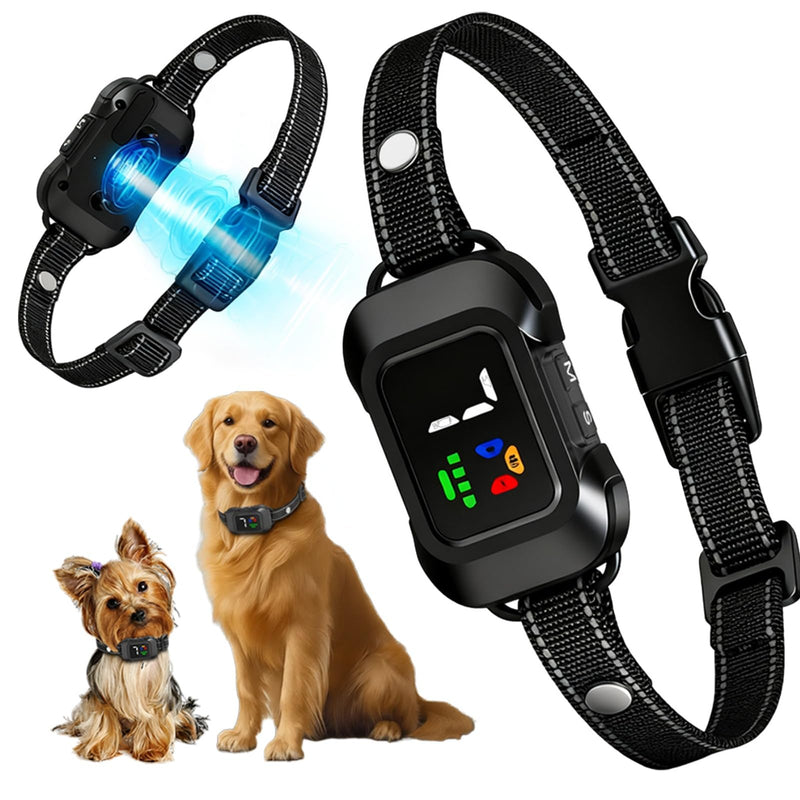 Bark Collar No Shock Humane – 25KHz Ultrasonic, Beep & Vibration Combinations, 6 Smart Modes, 7 Sensitivity Levels,Waterproof & Lightweight,Adjustable for Small,Medium & Large Dogs Black - PawsPlanet Australia