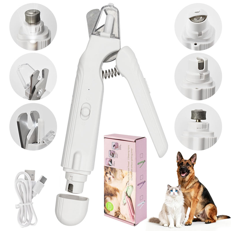 2-in-1 Led Cat Dog Nail Clipper & Nail Grinder with Lights,Rechargeable Pet Nail Trimmers with Nail File,Protective Guard,Quick Sensor,Pet Claw Clippers for Large Medium Small Dogs Cats Rabbits - PawsPlanet Australia
