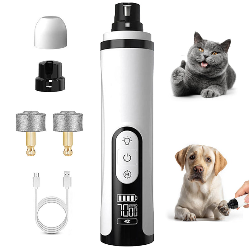 Silent Groom Pro Nail Grinder, 2025 Dog Nail Trimmer with LED Light & 3 Speeds Rechargeable USB Charging Pet Nail Grinders for Dog Cat Home Use - PawsPlanet Australia
