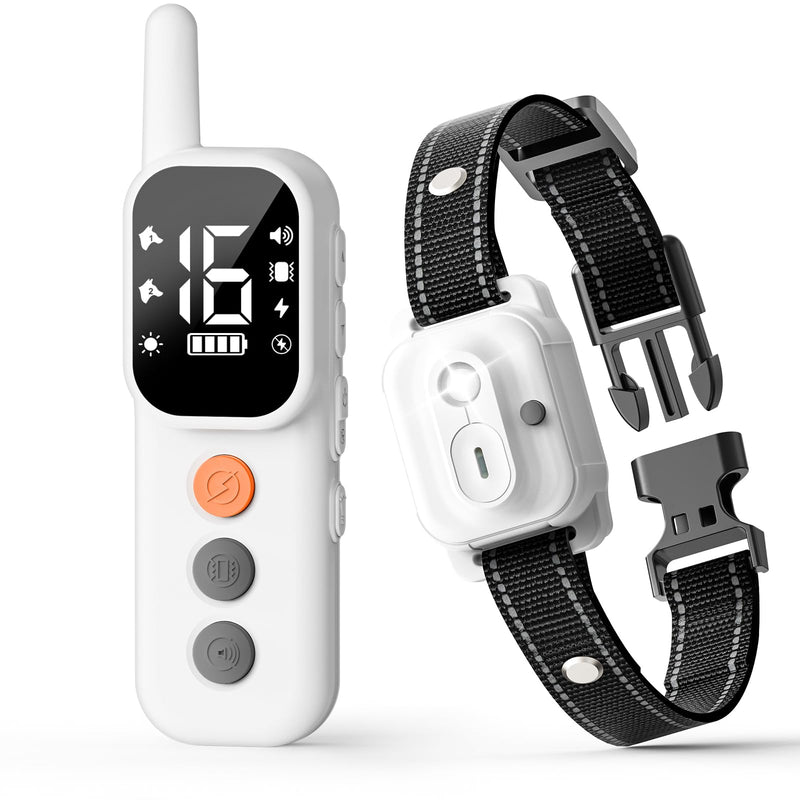 Dog Shock Collar - 3300 FT Dog Training Collar with Remote, IP67 Waterproof, 4 Training Modes Lighting, Beep, Vibration, Safe Shock, Dual Channel E-Collar with Safety Lock for All Breed (8-120LBs) White - PawsPlanet Australia