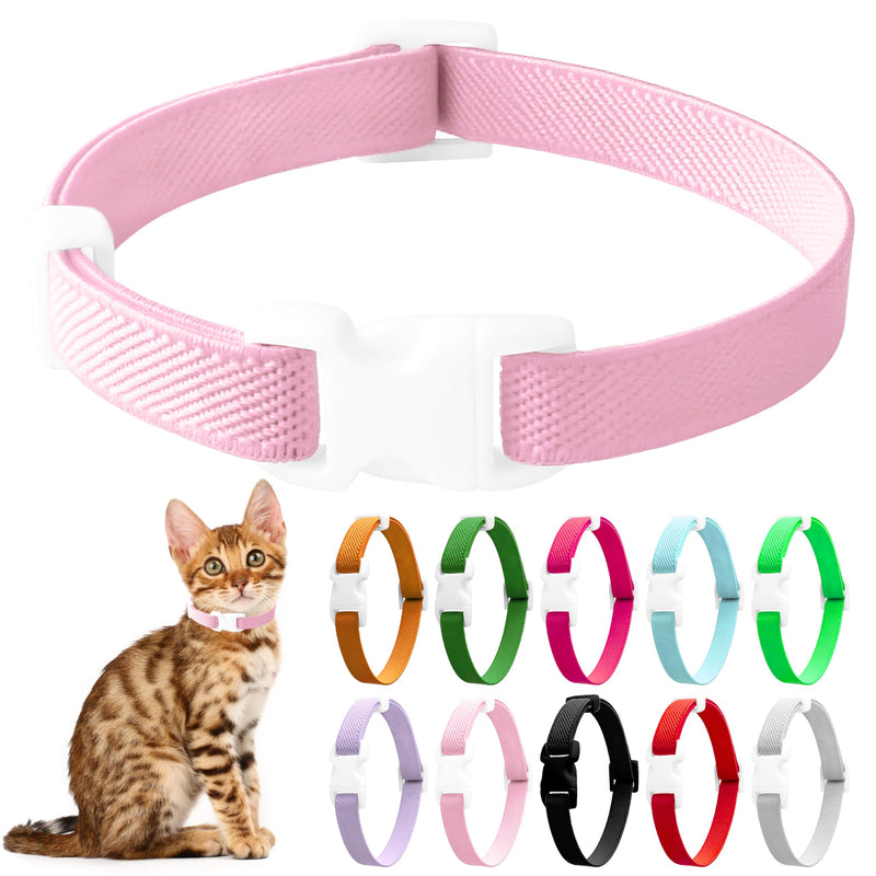 Elastic Cat Collar, Stretch Cat Collar Quick Release, Bright Colors Safety Kitten Collar Adjustable Collar for Kittens, Lightweight Soft Polyester Collars for Boy Girl Cats (Pink,S) Small Pink - PawsPlanet Australia