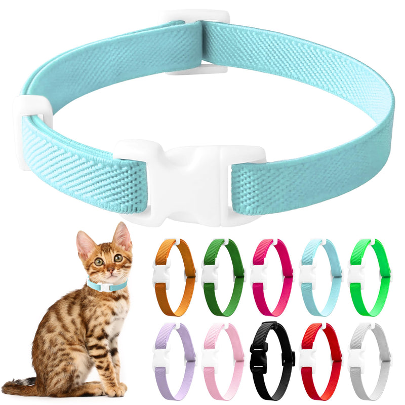 Elastic Cat Collar, Stretch Cat Collar Quick Release, Bright Colors Safety Kitten Collar Adjustable Collar for Kittens, Lightweight Soft Polyester Collars for Boy Girl Cats (Lightblue,S) Small Lightblue - PawsPlanet Australia