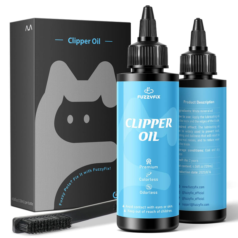 Professional Dog Clipper Oil for Grooming Blades, 2 Pack (2 x 120ml) Pet Lubricating Oil with Cleaning Brush Rust Protection - PawsPlanet Australia