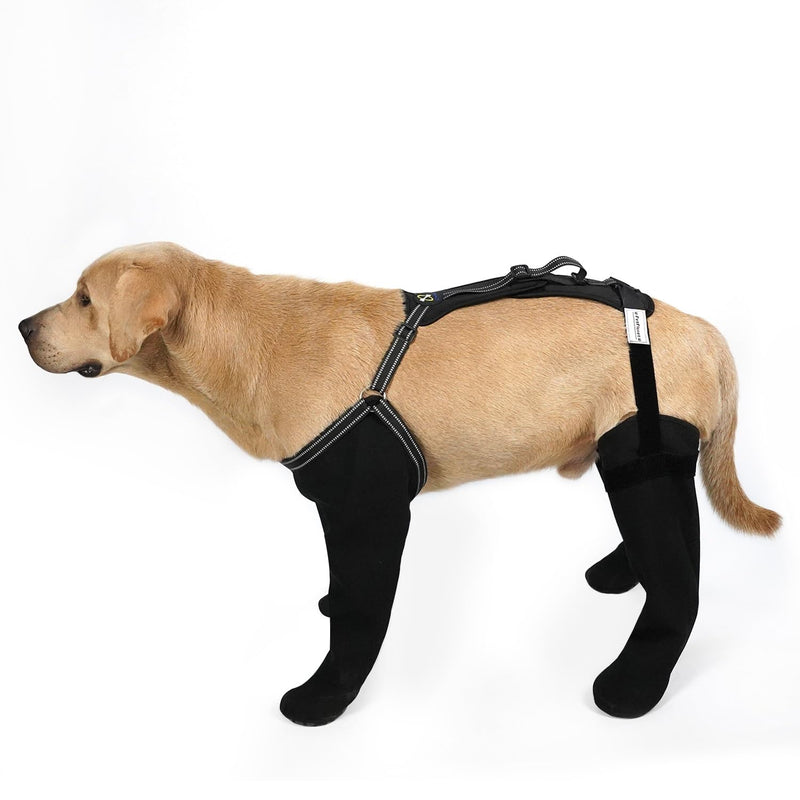 COODEO Dog Socks to Prevent Licking Paws, Waterproof Boots for All Four Legs with Non-Slip Soles, Protective Paw Covers for Wounds, Licking Prevention Shoes for Dogs (Black, L) Black - PawsPlanet Australia