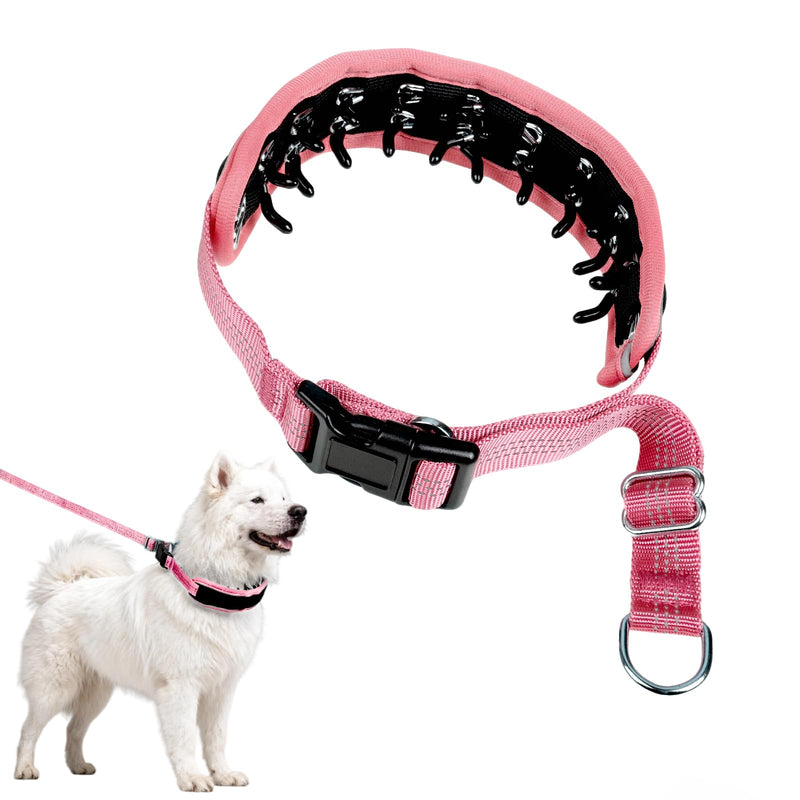 Lightweight Prong Collar for Dogs, Reflective No Pull Dog Collar | Adjustable Size Dog Pinch, Breathable Woven Fabric Air Grid Technology, Martingale Collar for Dogs Training（Pink-XL） Pink XL(21"-26")