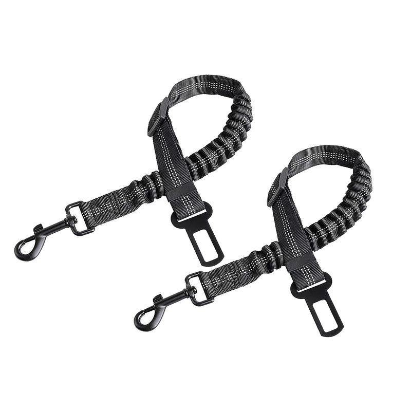 Dog Car Seat Belt 2-Pack Adjustable Pet Safety Leash with Bungee Buffer, 360° Swivel Hook & Reflective Design, Universal Car Dog Seatbelt - PawsPlanet Australia