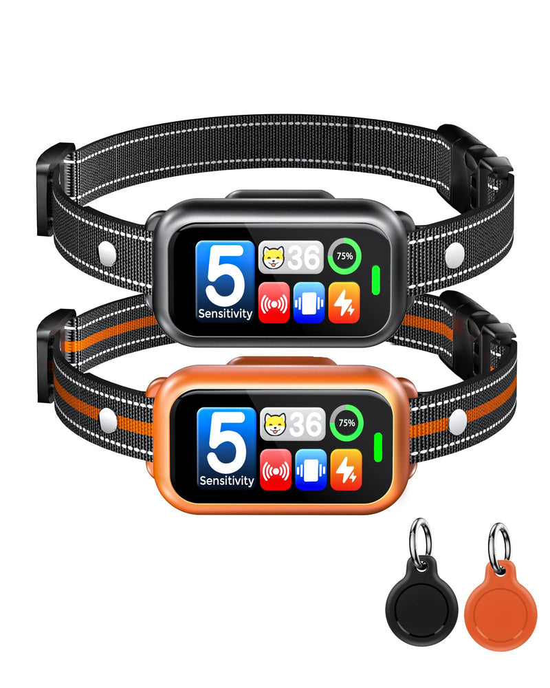Dog Bark Collar 2 Pack for Large Medium Small Dogs, Rechargeable Smart Anti Barking Training Collar for Large, Medium & Small Dogs - 5 Adjustable Sensitivity with Beep & Vibration - PawsPlanet Australia