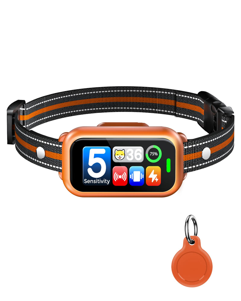 Dog Bark Collar, Smart AI Barking Collar for Large Medium Small Dogs, IP67 Waterproof Rechargeable Training Device with 5 Modes, 5 Sensitivity & Safe Shock, Fits 8-150 lbs, Over 6 Months Old, Orange - PawsPlanet Australia