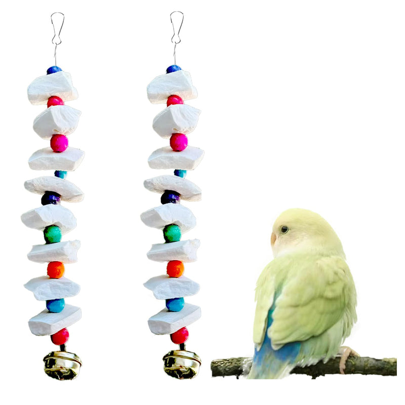2 Pack Bird Toys with Millet Cuttlebone, Parakeet Toys, Bird Beak Grinding Tool, Cage Accessories for Parakeets, Cuttlefish Bone for Budgies, Cockatiels, Lovebirds, Green Cheeks, Small to Medium Birds - PawsPlanet Australia