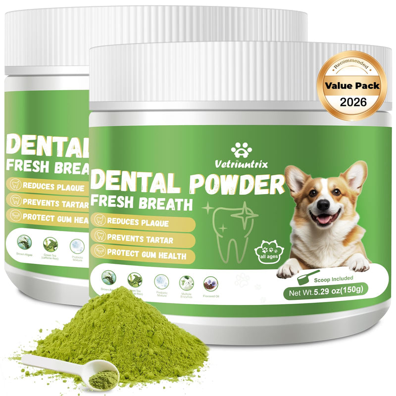 Dog Teeth Cleaning Powder, Dental Powder for Dogs Teeth Tartar Remove & Plaque Off, Fresh Breath for Dogs with Natural Plants Blend, Enzymes and Postbiotics, 300g - PawsPlanet Australia