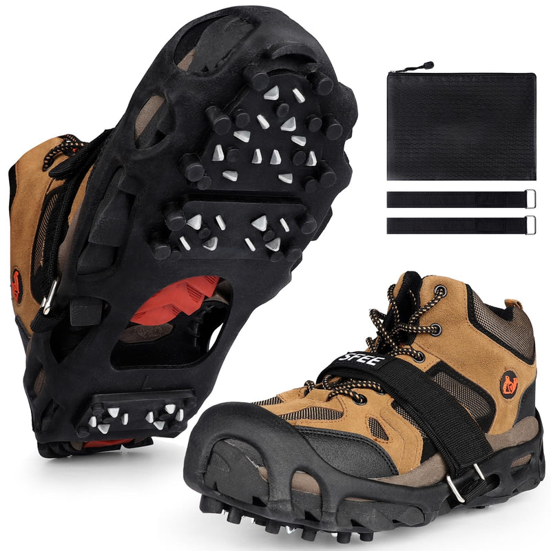 Sfee Crampons Ice Cleats for Shoes and Boots, 28 Steel Shoe Spikes Ultra-Grip Ice Cleats for Men Women Non-Slip Snow Traction Ice Grippers for Shoes and Boots for Walking, Hiking, Climbing, Fishing Large - PawsPlanet Australia