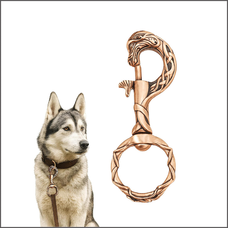 Viking Bronze Clip Dragon Head – Handcrafted Norse Leash Hook for Dog Collars, Key chains or Belts | Medieval-Style Snap Hook for Pets & LARP Gear - PawsPlanet Australia