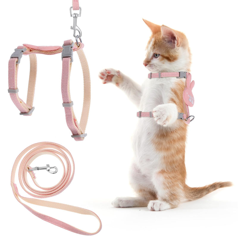 TIESOME Cat Harness and Leash Set, Adjustable Gradient Kitten Harness Escape Proof Harness with Leash for Kitty Outdoor Walking (Rabbit) Rabbit