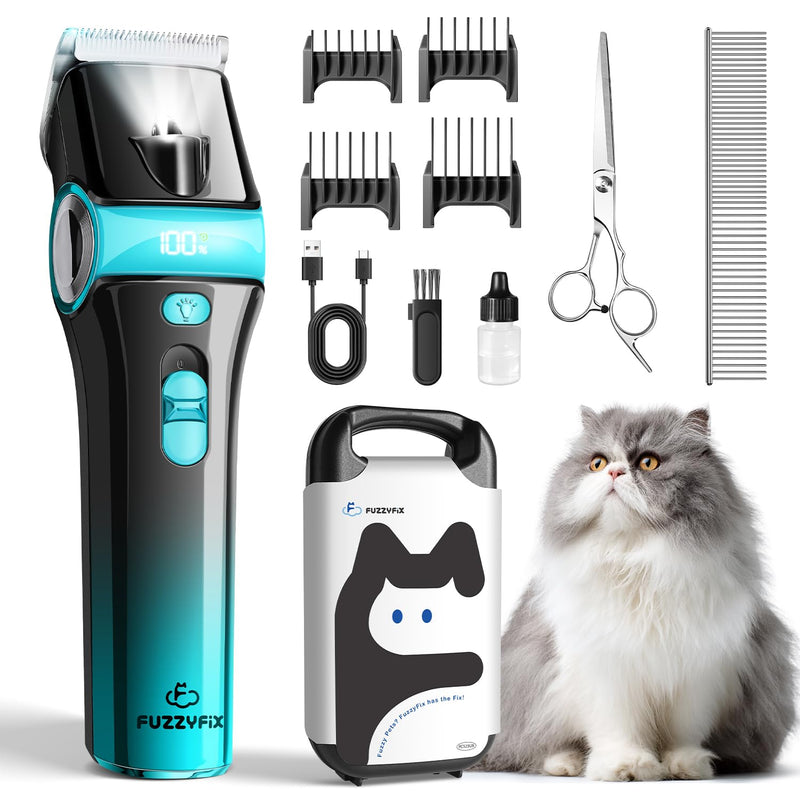 Cat Clippers for Grooming with 5-in-1 Blade, Cat Grooming Kit Cordless Rechargeable Hair Trimmer Detachable Stainless Steel Blade Pet Shaver for Small Kitty Paw Face Head Body - PawsPlanet Australia