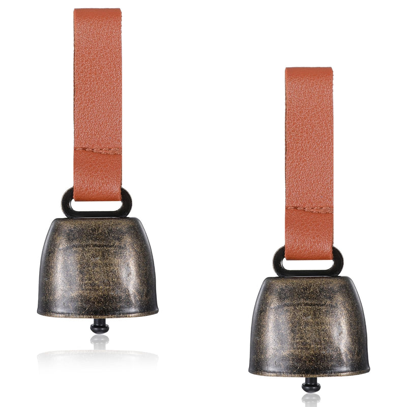 Leather Dog Collar Bell, 2 PCS Dog Bells with Leather Strap Pet Bell Tracker for Large Dogs Anti Lost Training Pets Pendant Accessories Pet Anti Theft Bells for Outdoor Safety, Hiking, Walking - PawsPlanet Australia