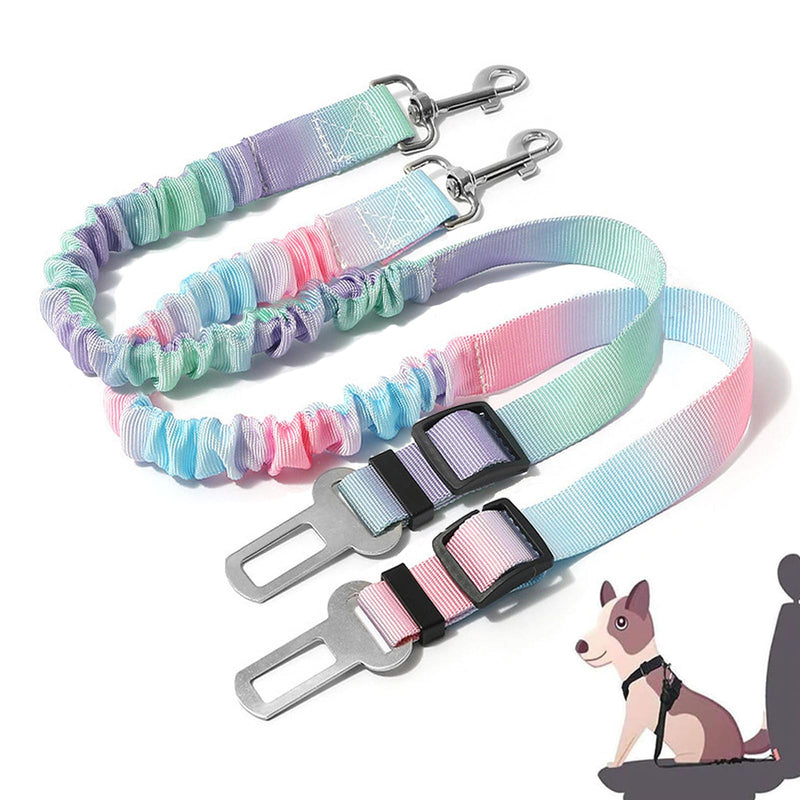2 PCS Dog Seat Belt for Car, Adjustable Dog Car Harness Nylon Pet Travel Seatbelts with Elastic 24-35 Inches,Metal Buckle for Small, Medium and Large Pets - PawsPlanet Australia