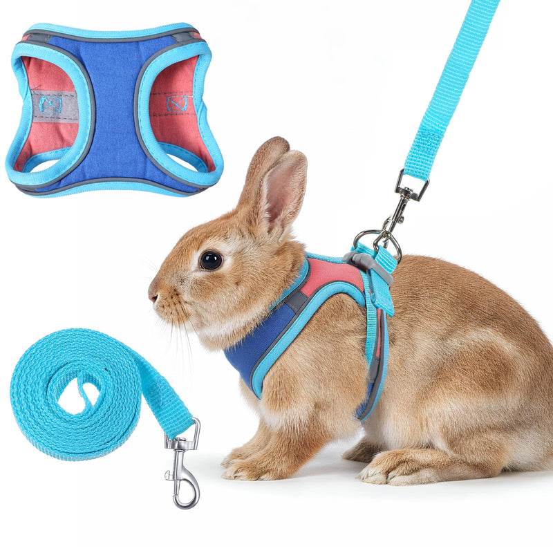 Adjustable Bunny Harness and Leash Set, Double Buckles Breathable Mesh Rabbit Vest with Reflective Strips, Escape Proof Small Pet Walking Training Gear for Rabbits, Kittens, Ferrets, Guinea Pigs (M) - PawsPlanet Australia