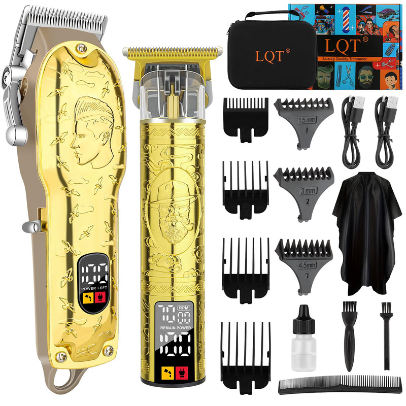 Men’s Gold Hair Clippers, Cordless Professional Barber Clippers & Trimmers with LED Display, Long Runtime, Electric Grooming Kit for Haircuts & Beard Trimming,Gift for Husband, Father, Boyfriend