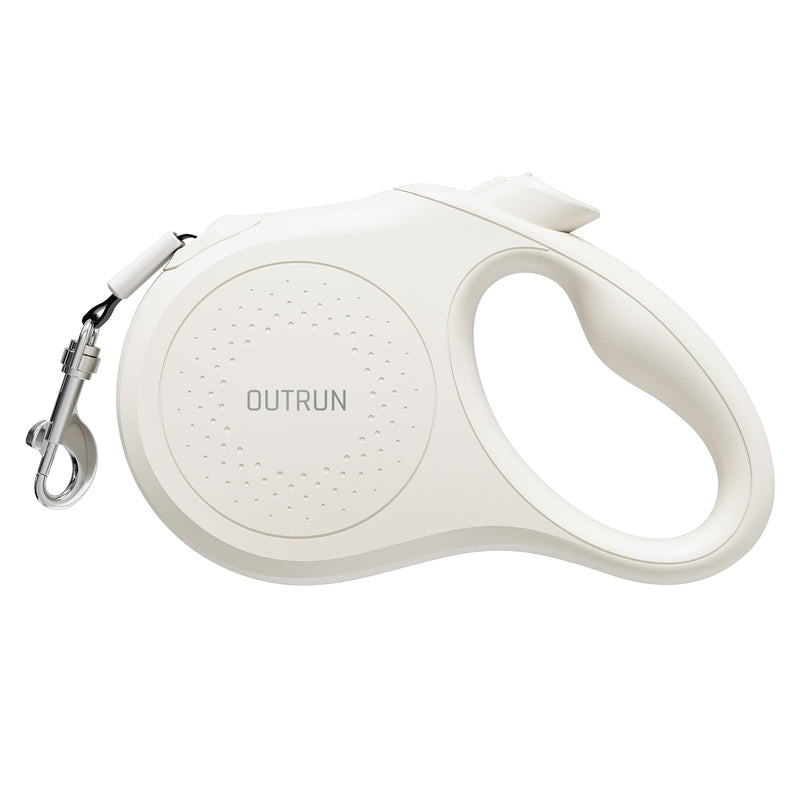 OUTRUN Dog Leash Retractable 16 FT Walking Leash up to 55 lb, Strong Nylon Tape No Tangle, Heavy Duty One-Handed Brake Lock Perfect for Small & Medium Sized Dogs and Pets (Starlight White) - PawsPlanet Australia