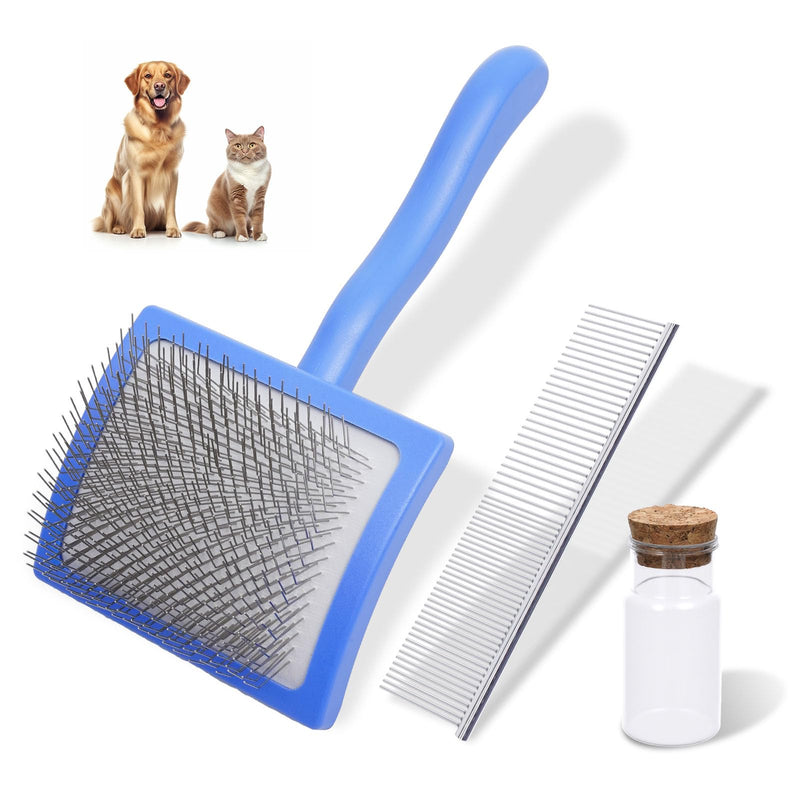 3PCS Slicker Brush for Dogs & Pet Comb,Professional Dog Grooming Brush(Goldendoodles,Poodles,Labra) suitable brush for dogs and cats for Shedding & Haired Pets, Pet Supplies Accessories (Blue) Blue - PawsPlanet Australia