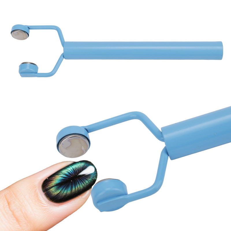 3-in-1 Cat Eye Magnet for Nails, High and low Y-Shaped Double Head Nail Magnet Manicure Design Cat Eye Magnetic Tool Fingernail Art Accessories for Cateye Gel Polish DIY Salon Studio (Blue) Blue - PawsPlanet Australia