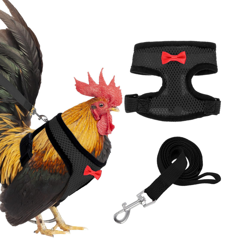 Chicken Harness with Leash Set, Upgraded Double Adjustable Mesh Breathable Chicken Training Harness, Pets Leash for 3-4 Lb Hens Duck Goose Small Pets Training Walking Supplies (Black) - PawsPlanet Australia