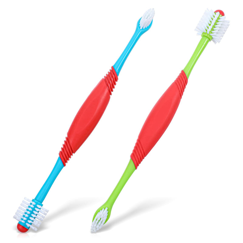 2 PCS Dog Teeth Cleaning Brush, 360 Degree Dog Tooth Brush, Dual Head DogToothbrush, Dogs Cleaning Tooth Brushing Kit, Designed for Pet Dental Care, Keep Pet Teeth Cleaning for Small and Large Dogs - PawsPlanet Australia