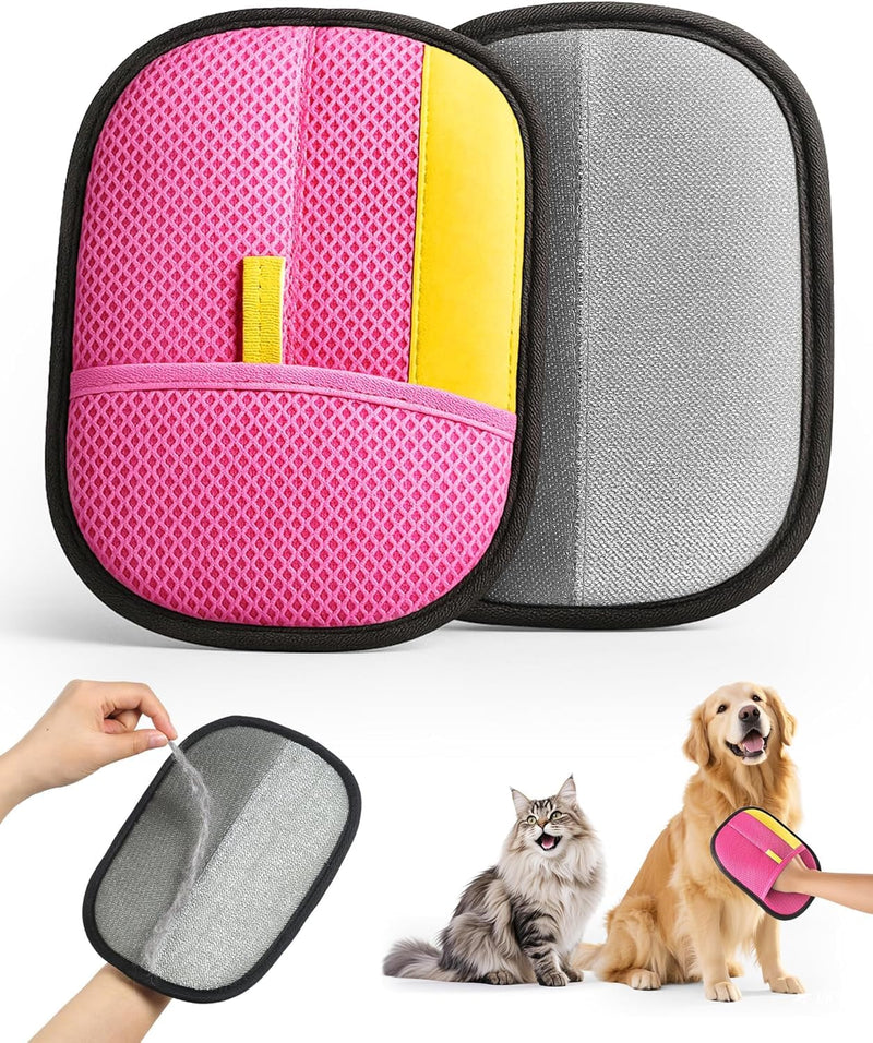 2025 Thickened Electrostatic Pet Hair Removal Gloves - Reusable Strong Grooming Gloves for Cats & Dogs Pink - PawsPlanet Australia